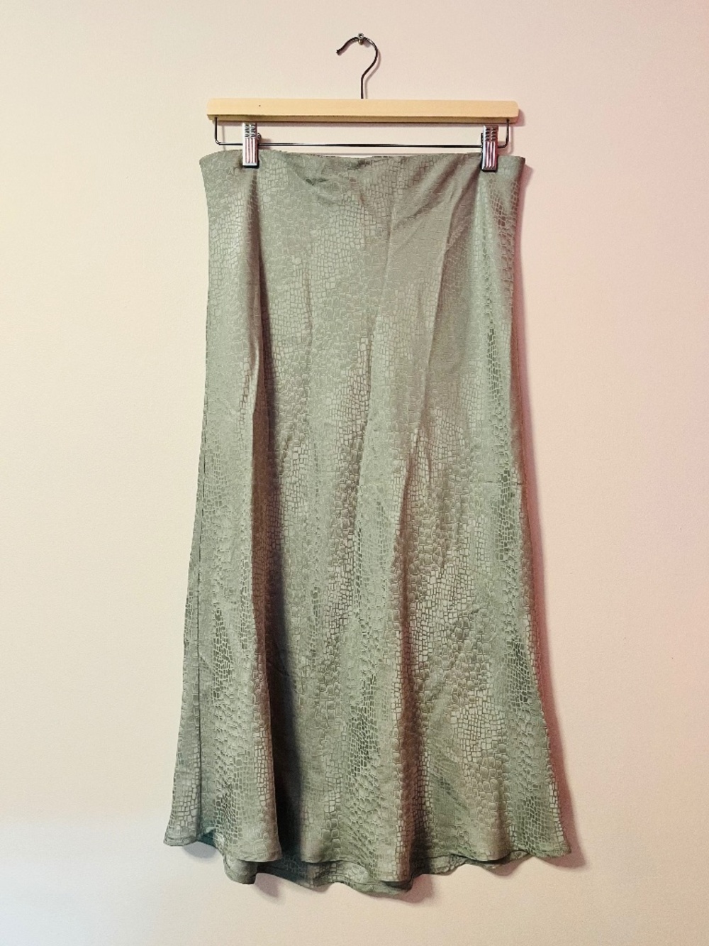 Silk Laundry Duck Egg Blue Bias Cut Silk Skirt EUC
